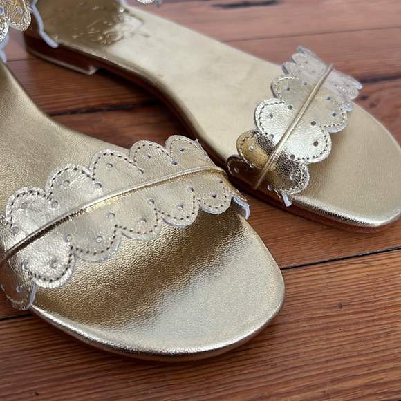 ELF Midsummer Gold Leather Sandals with Hand Cut Detailing - Picture 7 of 13